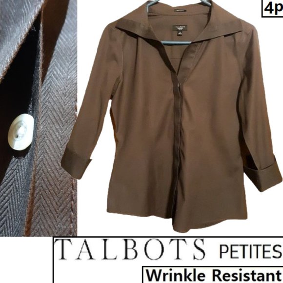 ⏰️Brown split neck button down - Picture 1 of 10